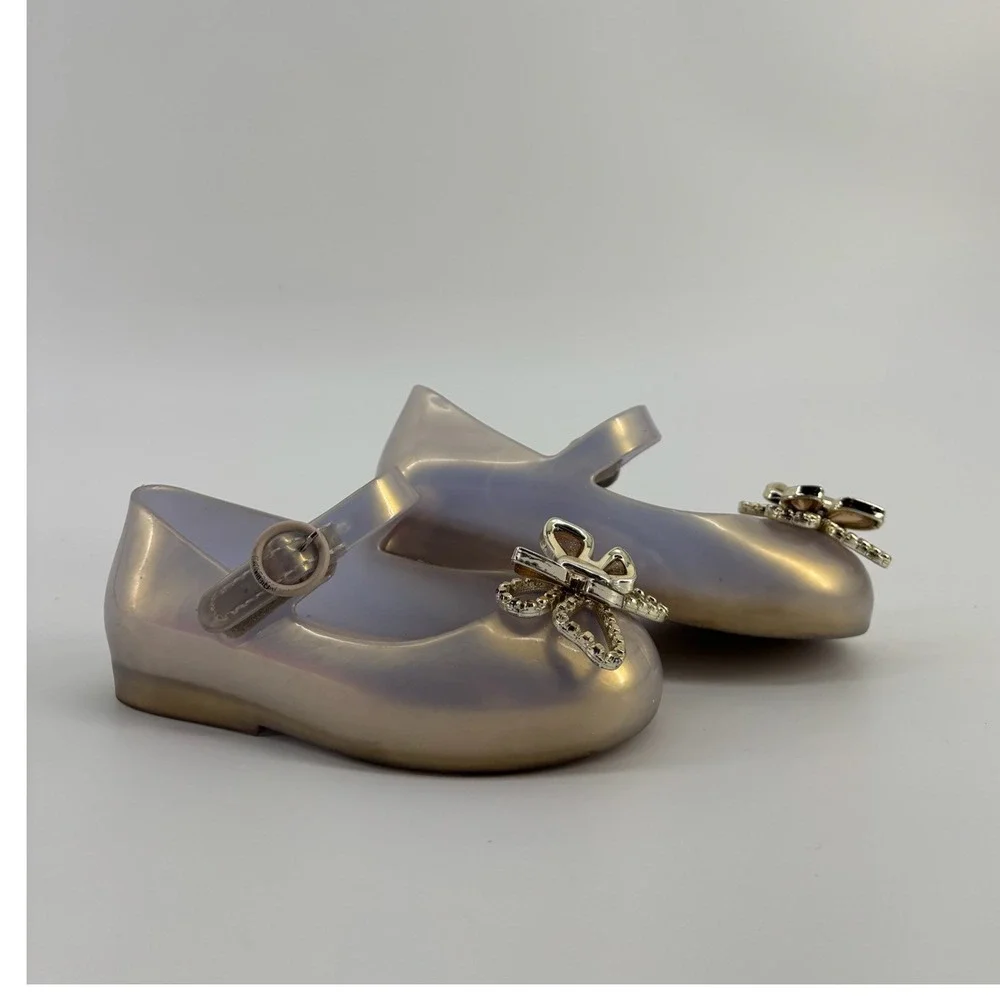 Mini Melissa Ultragirl Butterfly Jelly Flats Lavender Pearl Mary Jane Shoes 8